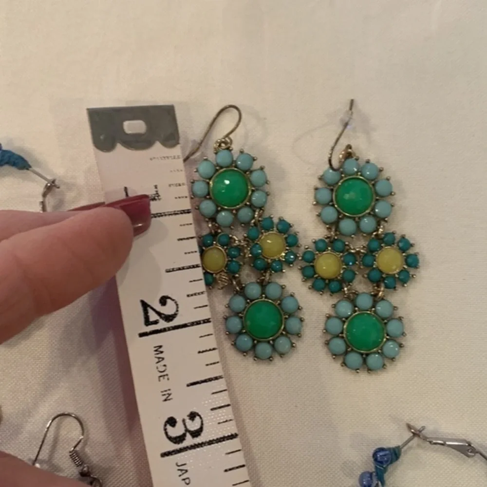 4 pair bling bright seed bead tassel large colorful bold statement earrings